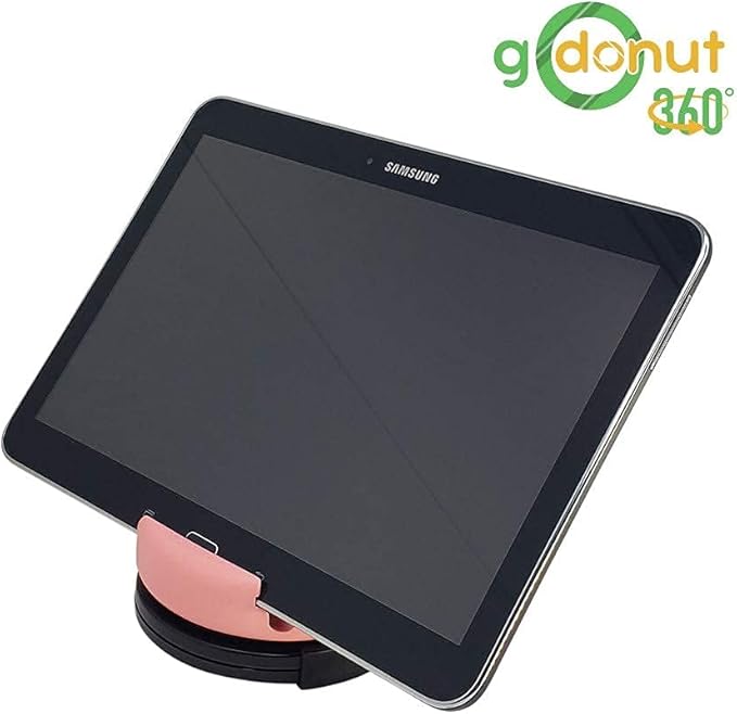 GoDonut 360 Swivel – Smartphone and Tablet Stand and Desk Organizer with 360 Degrees Device Rotation - Compact and Portable for Travel, Office and Home - Made in USA (Pink)