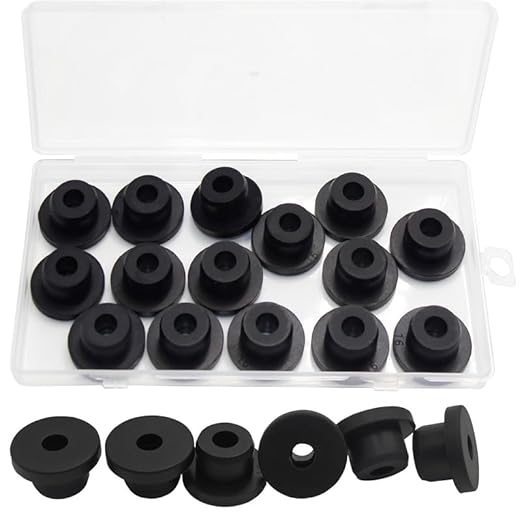 BOPOREAE 15 Pcs 5/8" Drill Hole, 1/4" ID Silicone Rubber Grommets for Wiring, Automotive Firewall Hole Plug, Small Top Hat Metal Wall Drywall Grommets for Vinyl Tubing in Hydroponic Irrigation System