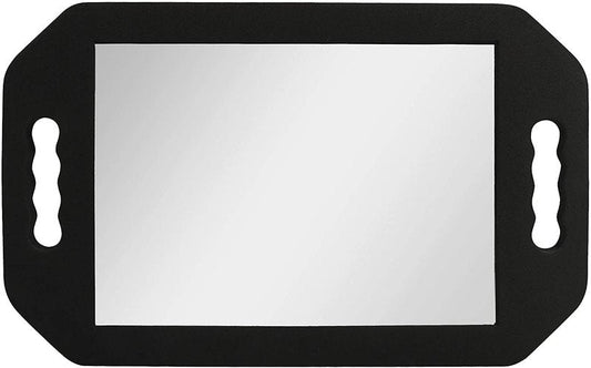Hairdressing Foam Mirror with Double Handle - Black Handheld Lightweight Mirror for Barbers and Hair Salons - Back of Head Haircuts View Mirrors