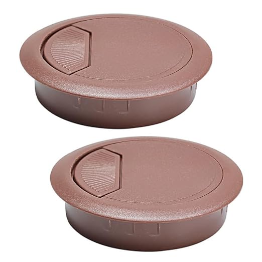 EASYEAH 2 Pcs Desk Grommet 2-3/8" / 60 mm, Desk Cord Hole Cover, Cable Grommet ABS Plastic, Desk Hole Grommet for Home & Office Pc, Detachable Adjustable Cable Cord Organizer-Reddish Brown