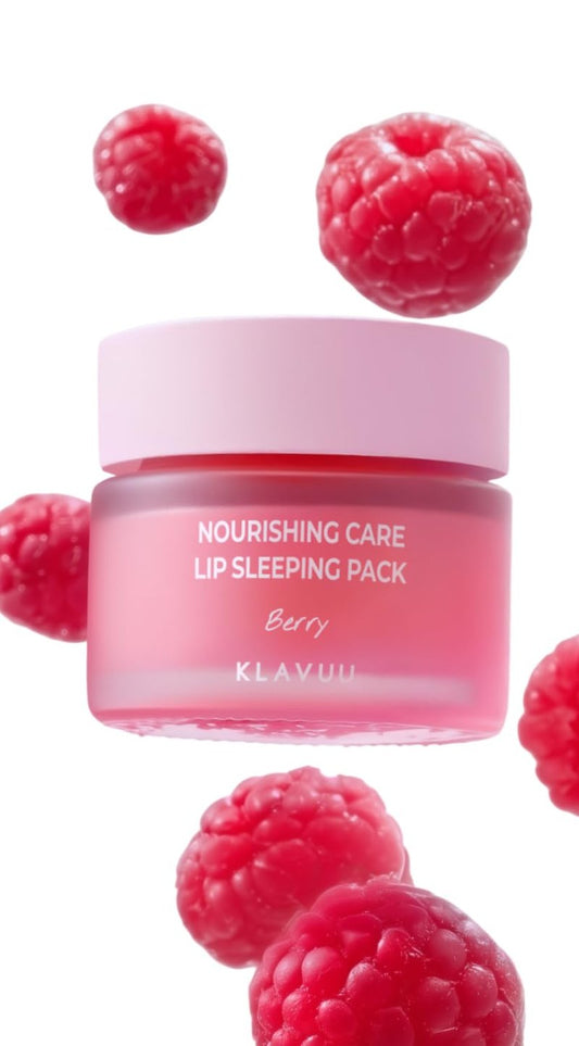 Klavuu Lip Mask – Overnight Hydrating Korean Lip Balm for Dry, Chapped Lips | Berry Exfoliating Treatment (0.7oz)