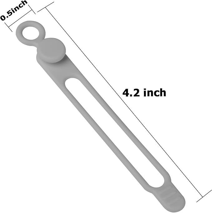 Nearockle 16Pcs Silicone Cable Ties Cord Organizer for Bundling Earphone, Phone Charger, Computer Cords, Reusable Wire Cable Management in Home,Office,Kitchen,School,Travel (Grey)