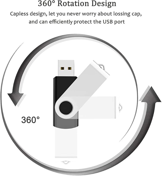 2 Pack 64GB USB Flash Drive USB 2.0 Thumb Drives Jump Drive Fold Storage Memory Stick Swivel Design - Black