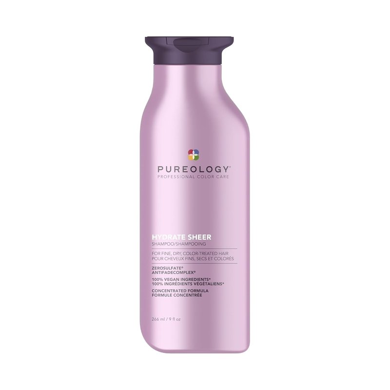 Pureology Hydrate Sheer Shampoo - Lightweight Hydrating Formula for Fine, Dry Color-Treated Hair | Silicone-Free & Vegan