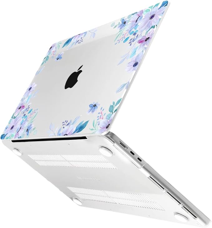 MEEgoodo Case for M5/M4/M3/M2 MacBook Air 13 inch 2026 2025 2024 2022, Fit Model A3449/A3240/A3113/A2681, Case Compatible with MacBook Air 13.6-inch, Soft Purple Floral