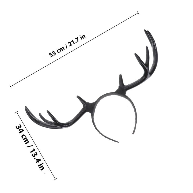 Healvian Reindeer Antlers Headband,Deer Antlers Headband,Women Hairbands, Horn Ear Long,Elk Hair Crown Hair Hoop Headpiece for Halloween Cosplay Party Birthday Christmas Costume