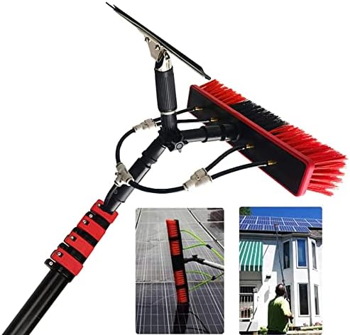 Window Cleaning Kit 4M-12M - Telescopic Water Fed Pole with Squeegee & Brush, Extendable Roof & Glass Cleaner for Outdoor Windows & Solar Panels