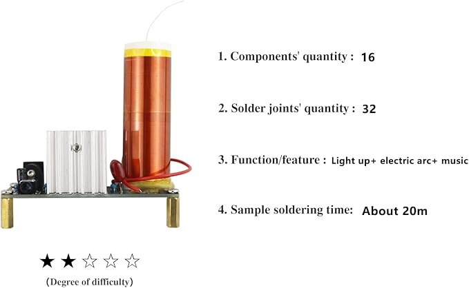 YIDAB Soldering Practice Kit Music Black Tesla Coil (B)