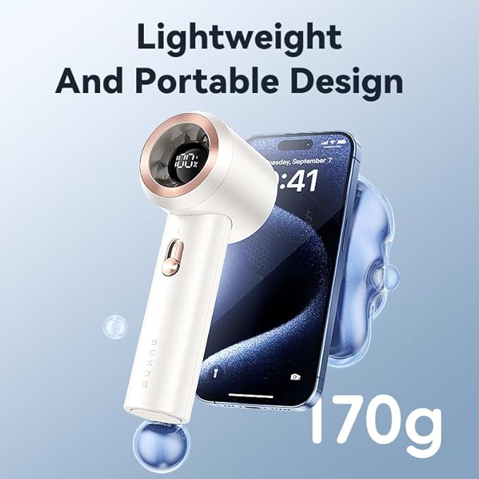 MUXNW Portable Fan For Travel Mini: Small Pocket Handheld Personal Rechargeable Battery Operated USB High Speed Keeping Cool In Hot Weather Summer Beach For Women (white)