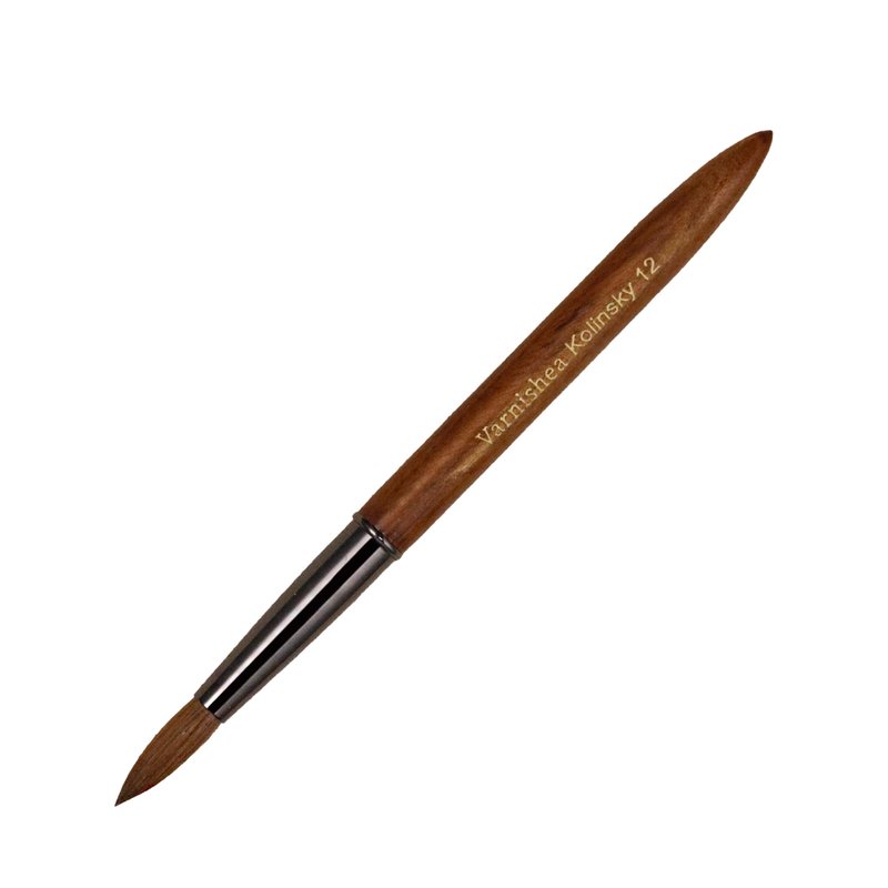 varnishea Pure Kolinsky Hair Acrylic Nail Brush Sandalwood Handle Professional Manicure Brushes for Powder Nail Acrylic Application - Salon & DIY Nail Art Essentials - Size 12, 1.0 Count