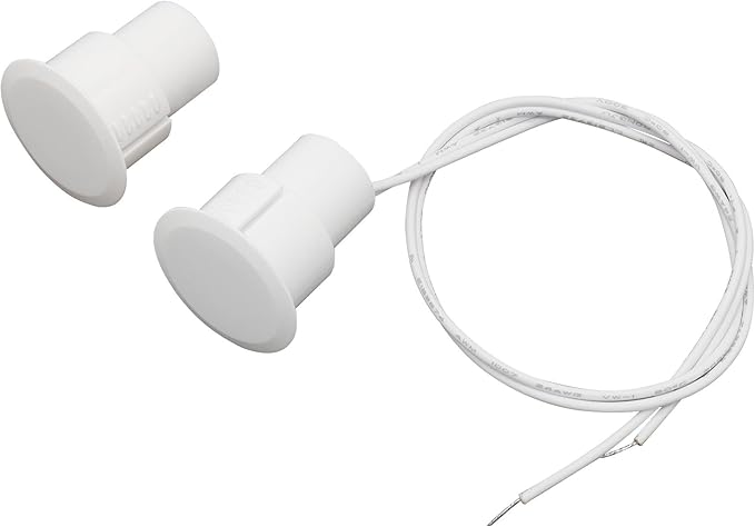 FOCMKEAS Recessed Wired Security Window Door Contact Sensor, Normally Open NO, Door Alarm Magnetic Reed Switch with 2 Wire, ABS White, RC-36
