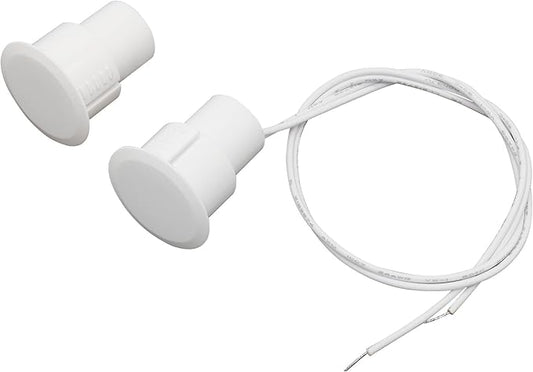 FOCMKEAS Recessed Wired Security Window Door Contact Sensor, Normally Open NO, Door Alarm Magnetic Reed Switch with 2 Wire, ABS White, RC-36