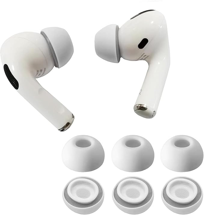 KASOTT Upgraded Memory Foam&Silicone Hybrid Ear Tips for AirPods Pro 1st & 2nd Gen,Ultra-Comfort,Anti-Slip Eartips,Perfect Noise Reduction,Fit in The Charging Case,3 Pairs (Grey, Medium)