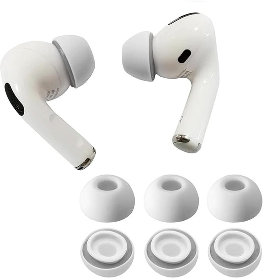 KASOTT Upgraded Memory Foam&Silicone Hybrid Ear Tips for AirPods Pro 1st & 2nd Gen,Ultra-Comfort,Anti-Slip Eartips,Perfect Noise Reduction,Fit in The Charging Case,3 Pairs (Grey, Medium)