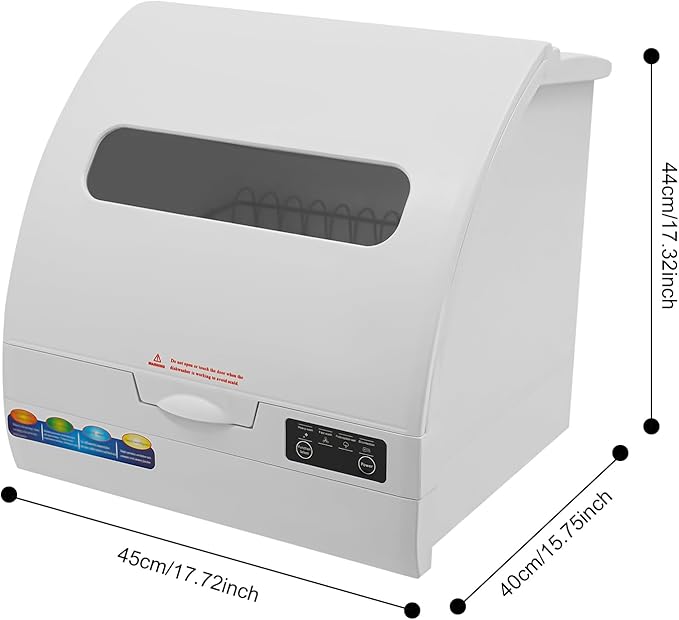 1200W Portable Countertop Dishwasher with 3 Washing Modes, 176℉ High-Temp, No Installation Needed, Compact White Dish Washing Machine for 12-18 Pieces of Cutlery (Type B - White)