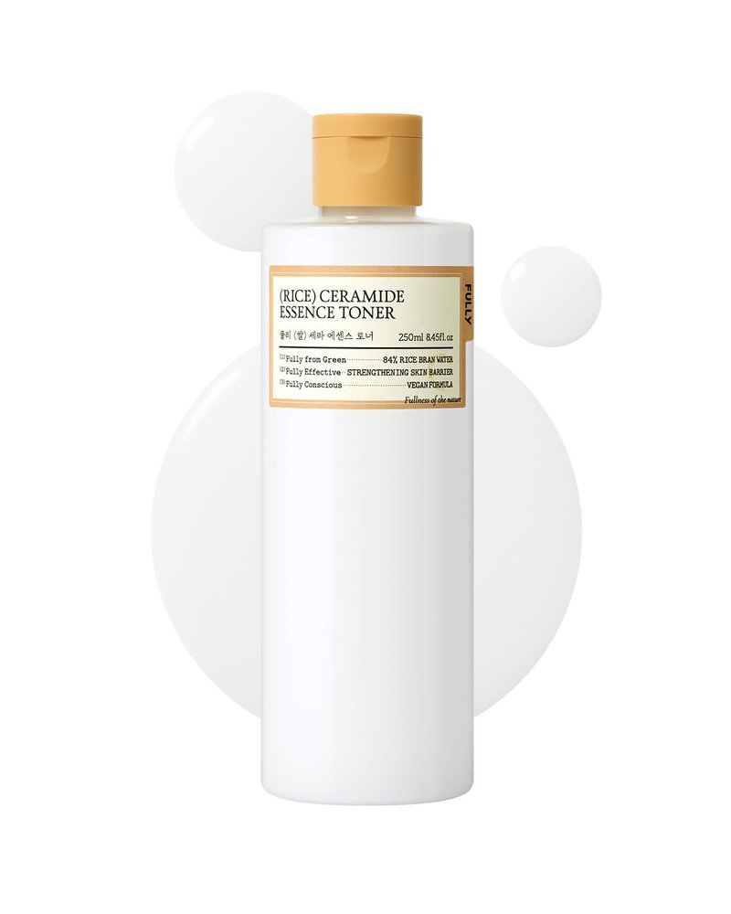 FULLY Rice Ceramide Essence Toner – Milky Korean Toner for Glass Skin, Hydrating Rice Water & Ceramide Formula for Moisture Barrier, Dewy Glow, Fragrance-Free, Vegan & Dermatologist Tested, 8.45 fl.oz