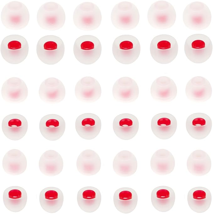 CYADCI Silicone Earbud Tips - Soft & Comfortable Earphone Cushions, 18 Pairs (S/M/L) - White & Red, Fits 3.8mm-5.5mm Inner Hole, Compatible with Most in-Ear Headphones