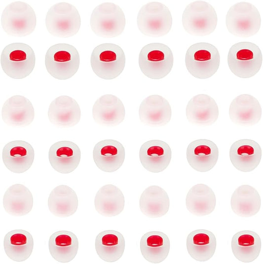 CYADCI Silicone Earbud Tips - Soft & Comfortable Earphone Cushions, 18 Pairs (S/M/L) - White & Red, Fits 3.8mm-5.5mm Inner Hole, Compatible with Most in-Ear Headphones