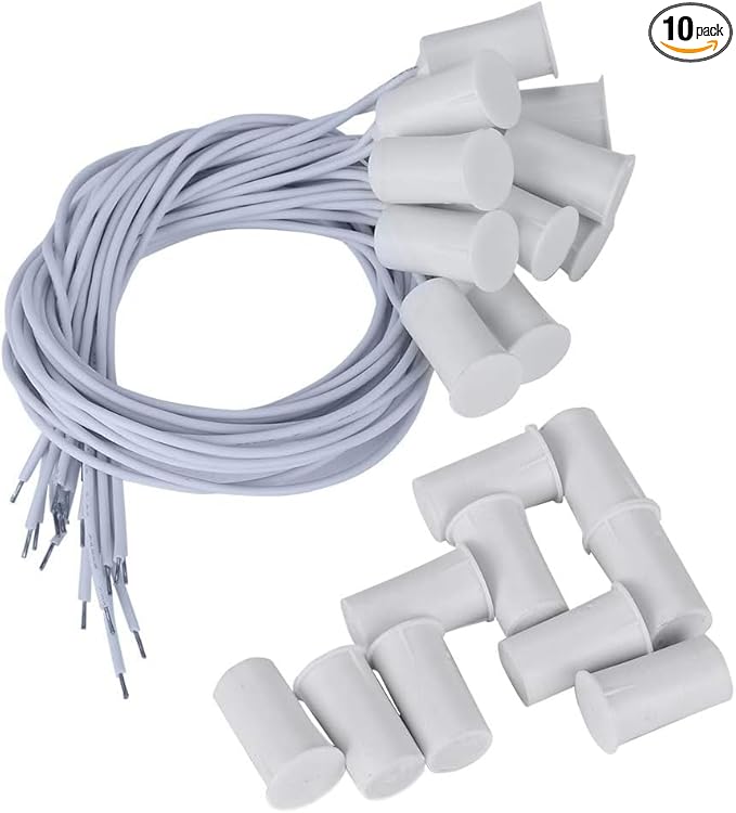10 Pack Magnetic Contacts Switch, NC Recessed Wired Window Door Contact Sensor for Home Security Alarm Systems, 10PCS, White