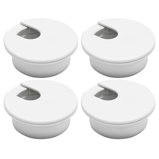 BOPOREAE Desk Grommet 1-3/8" (35 mm), Desk Cord Hole Cover, Cable Grommet ABS Plastic, Desk Hole Grommet for Office and Home Table Cable, Detachable Cable Cord Organizer (White 4 Pcs)