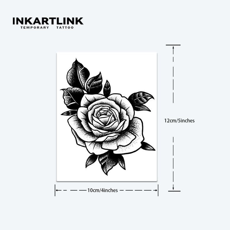 INKARTLINK Tattoo Tech, 2 Sheets Large Semi Permanent Tattoo, Adult Art Design Temporary Tattoos, Lasts 1-2 Weeks, Waterproof, Realistic Look, No Adhesive, No Reflection (Ink Flower Design)