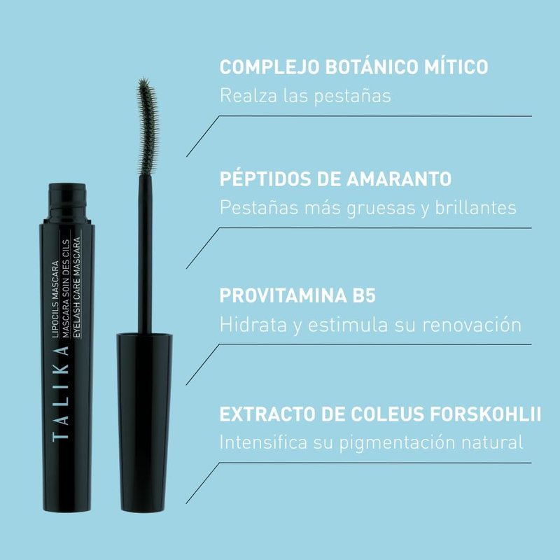 Talika Lipocils Water Resistant Mascara - Black- Non-Smudge Formula, Natural Lash Enhancement, Quick Definition, Improved Lashes in 14 Days, Volumizing, Strengthening, Curling, Darkens Over Time