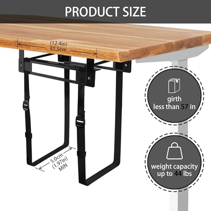 FEYRUN Under Desk PC Mount with Anti Scratch Sponge, Adjustable CPU Holder Bracket for Computer Tower (Black, Fixed)