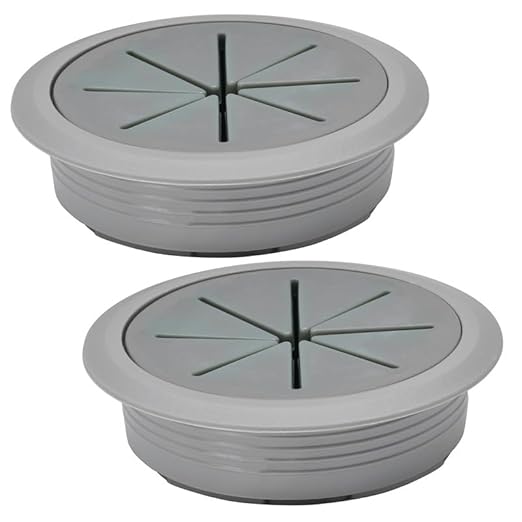EASYEAH 2 Pcs Desk Grommet 2-3/8" / 60 mm, Desk Hole Cover for Cables Dark Grey, Cable Grommet ABS Plastic, Desk Hole Grommet for Home & Office Pc, Detachable Cable Cord Organizer