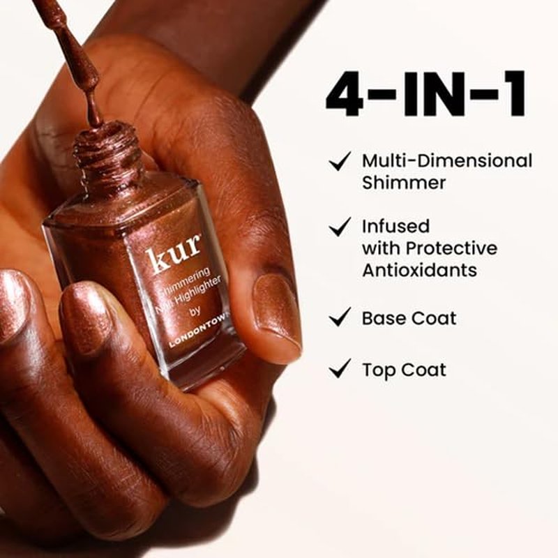 LONDONTOWN Shimmer Nail Highlighter | Iridescent Copper Rose Gold Nail Polish Treatment - Vegan, 0.40 fl oz