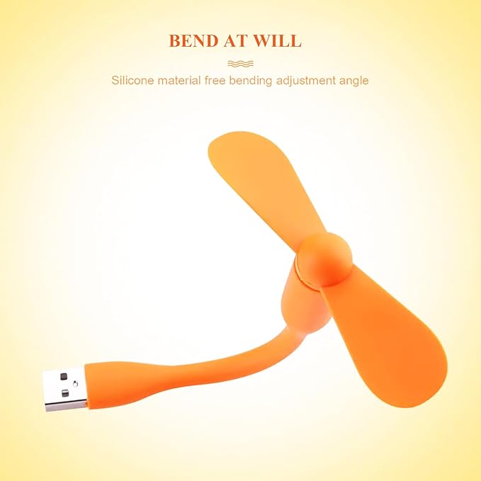 Soseelnee Mini USB Fan, Portable Pocket Fan USB-A Powered Little Cooler, Quiet Operation, for Home Office Car Outdoor Travel- 4 Pack (Orange)