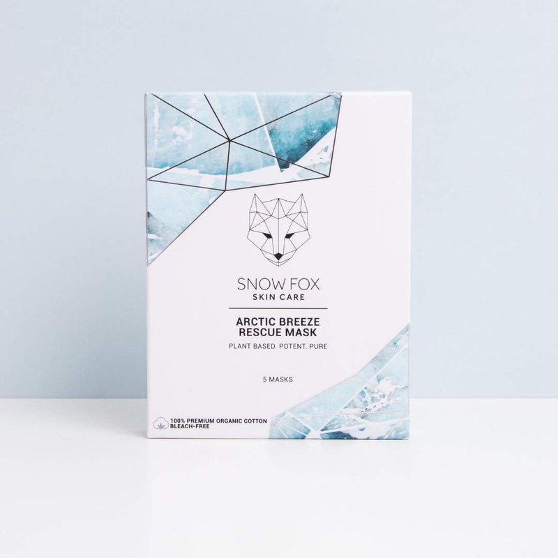 Snow Fox Arctic Breeze Rescue Sheet Mask with Peppermint & Aloe Vera – Cooling Face Mask to Calm & Revitalize Skin and Refresh after Travel – Hydrating Facial Skin Care for all Types – 5 Pack