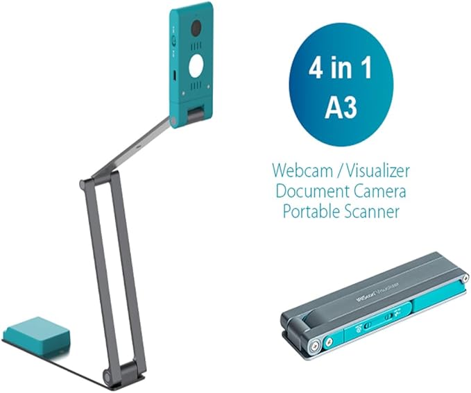IRIScan Visualizer 7 Grey 4K 13MP USB Document Camera for Teaching and Distance Learning, Portable A3 Scanner for Windows and Mac