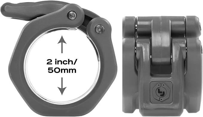 Lock-Jaw Barbell Collars HEX Olympic Barbell Clamps 2 Pcs – Heavy Duty Bar Clamps for 2” & 50mm Olympic Bars – Secure Weight Bar Clamps for Strength Training & Home Gym Accessories – Yellow