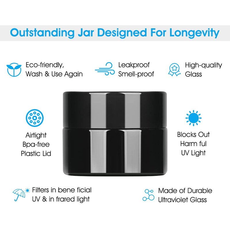 MOFIST 5g Thick Black UV Protection Small Glass Jars with Lids 5ml Concentrate Jars for Airtight Storage Wax Leaf Salve Cream Refillable Containers Jar (A capacity: 5ml 12PCS)