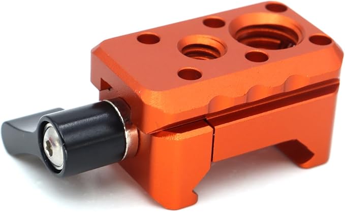 SZJELEN Cold Shoe NATO Clamp Adapter,NATO Rail Lock Clamp Mount Quick Release with 1/4" 3/8" ARRI Thread for Camera Cage Handle Monitor LED Light Microphone Magic Arm (Orange)