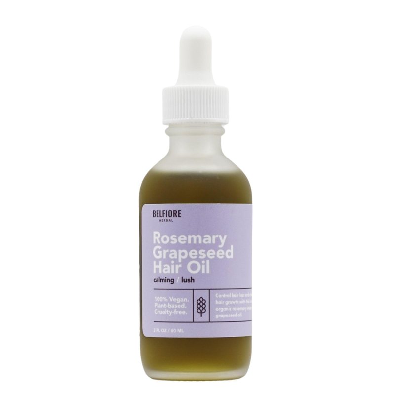Belfiore Herbal Organic Rosemary Grapeseed Oil, 100% Natural Hair Growth, Vitamins & Essential Oils Protects Strengthens, Cruelty-Free, 2oz