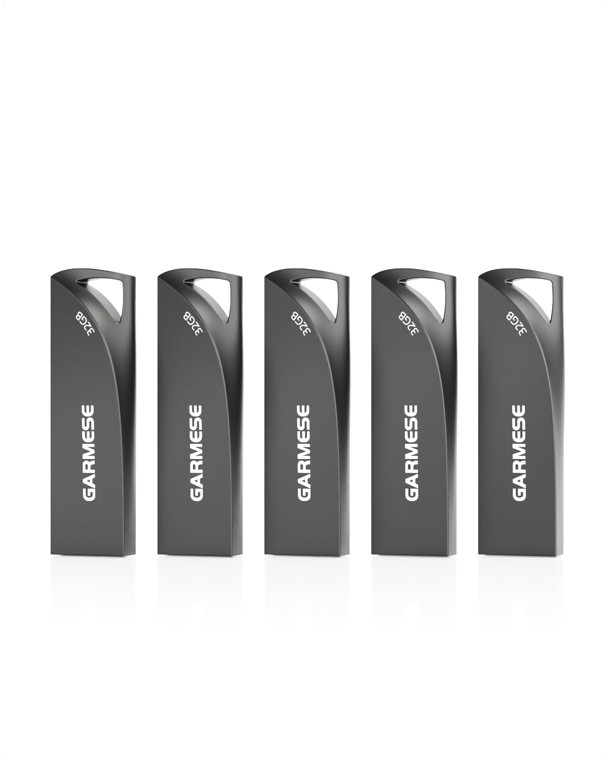 GARMESE 32GB USB 3.0 Flash Drive, 5-Pack Waterproof Metal USB Memory Stick, Slim Thumb Drive Portable Pen Drive with Keychain Hole Stylish Jump Drive for Computer/Car/Smart TV