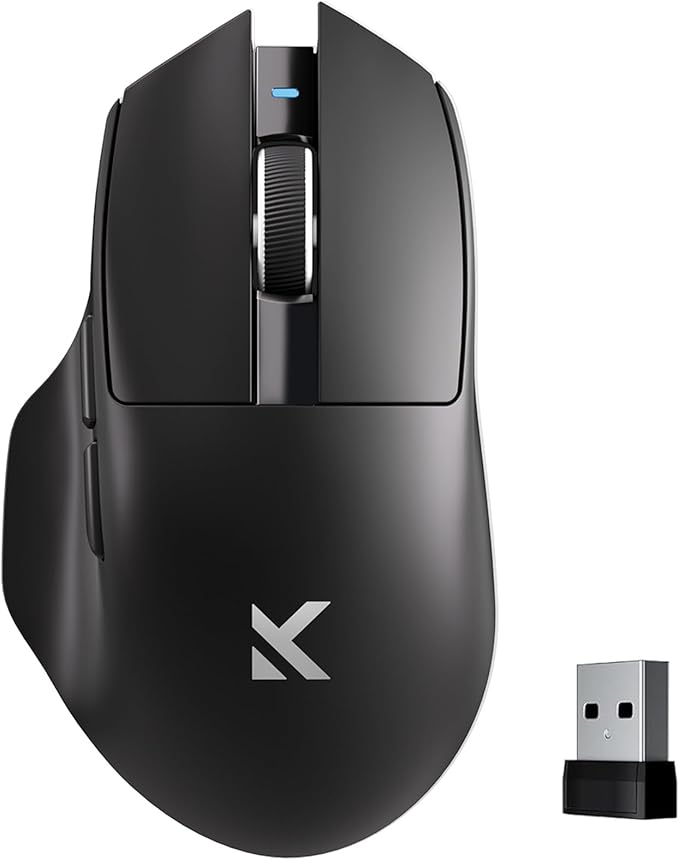 MCHOSE G7 Lightweight Ergonomic Wireless Mouse, PAW3311 12K DPI Sensor, Tri-Mode Connection, Wireless/Wired 1K Polling, 55g Weight, 800mAh Bettery (Black)