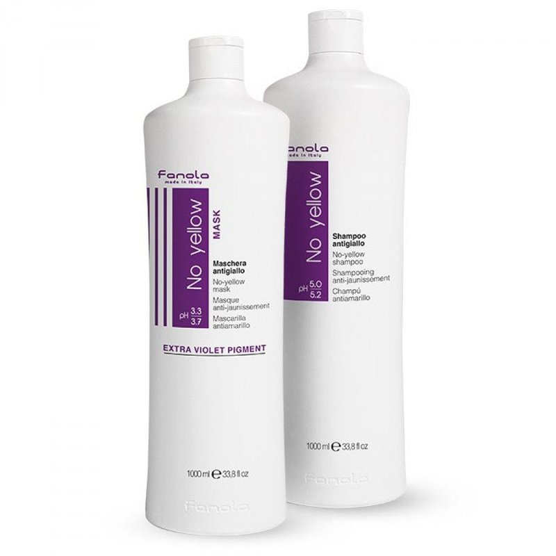 Fanola No Yellow Shampoo & Mask - Purple Toner for Blonde, Silver & Gray Hair - Color Depositing Formula (33.8 oz)