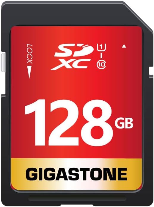 GIGASTONE 128GB SD Card UHS-I U1 Class 10 SDXC Memory Card Full HD Video for Digital Camera, Full-Sized SD Card, with 1 mini case