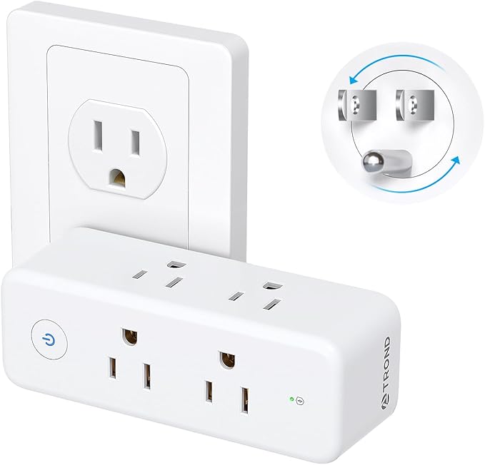 TROND Outlet Extender Surge Protector - 6 AC Outlet Splitter with 360 Rotating Plug, Multi Sockets Wall Expander with Power Switch, 1440J, 3 Way Plug Adapter for Home Bathroom Kitchen Office Dorm