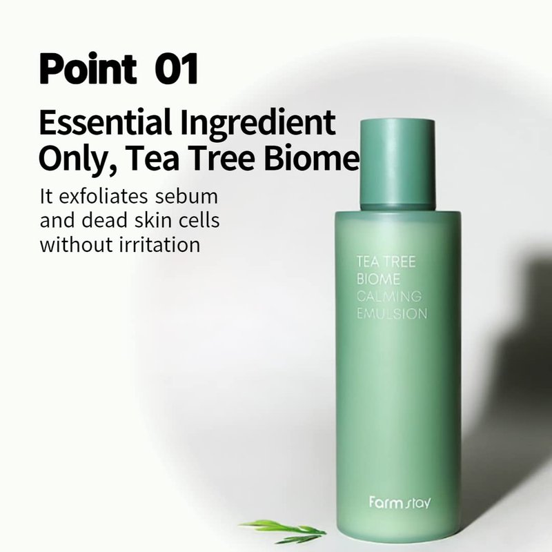 FARMSTAY TeaTree Biome Calming Emulsion -Daily Hydrating Face Moisturizer,Korean Skin Care,Calming and Soothing for Sensitive Skin,Strengthen Skin Barrier,for Women&Men,Teenagers6.76 Fl.Oz