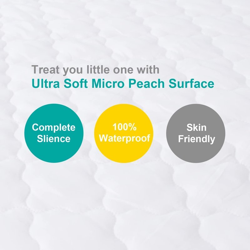 Mini Crib Mattress Protector 38" x 24" Sheets Fitted Waterproof Mini Crib Mattress Pad Cover, Noiseless & Machine Wash 100% Absorbent Mattress Protector Sheet Quilted, White