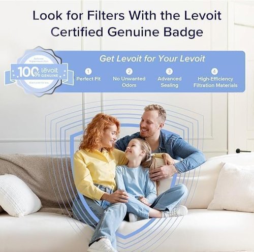 Levoit LV-H132 Air Purifier Filter - Genuine High-Efficiency Activated Carbon for Smoke & Odor Removal | 1 Pack