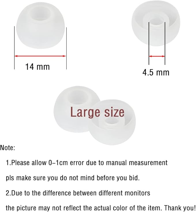 WKYMY Silicone Earbud Tips Replacement Ear Tips Earbud Cap for in- Ear Headphones Rubber Tips Eartips Large 10 Pairs