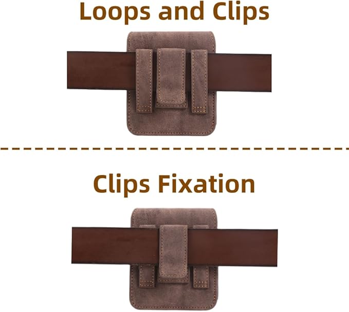 Bourisen Universal Phone Holster Phone Pouch Case Belt Clip Belt Loops Card Slot Faux Leather For Man for Samsung Galaxy Z Flip 5/4/3 Motorola Razr Plus Razr+ 2023 (Brown&Yellow, XS(3.7"x3.1"x1.1"))