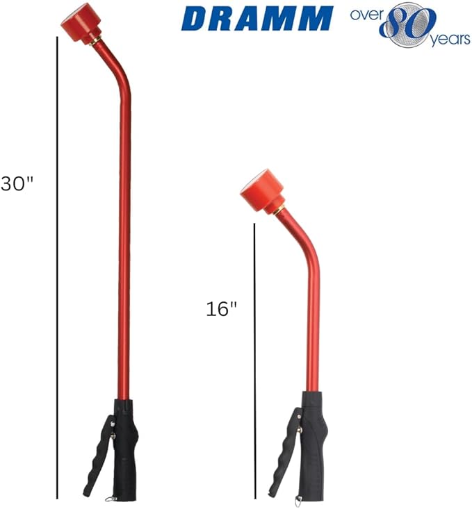 Dramm Touch-N-Flow Rain Wand â 30â Long, Blue â Full Watering Flow with Trigger-Style Shut-Off Valve & Lock â High-Flow, Gentle Spray for Gardens, Hanging Baskets & Flowerbeds