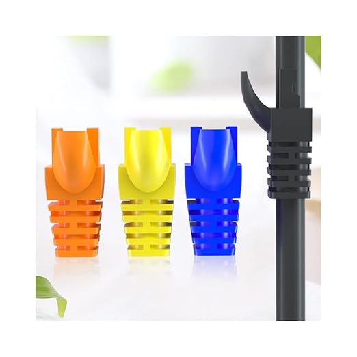 50 Pcs Cat5 Cat5E Cat6 Strain Relief Boot, RJ45 Plug Cover Modular Network Plug Cap Cable Connector Boots, Black