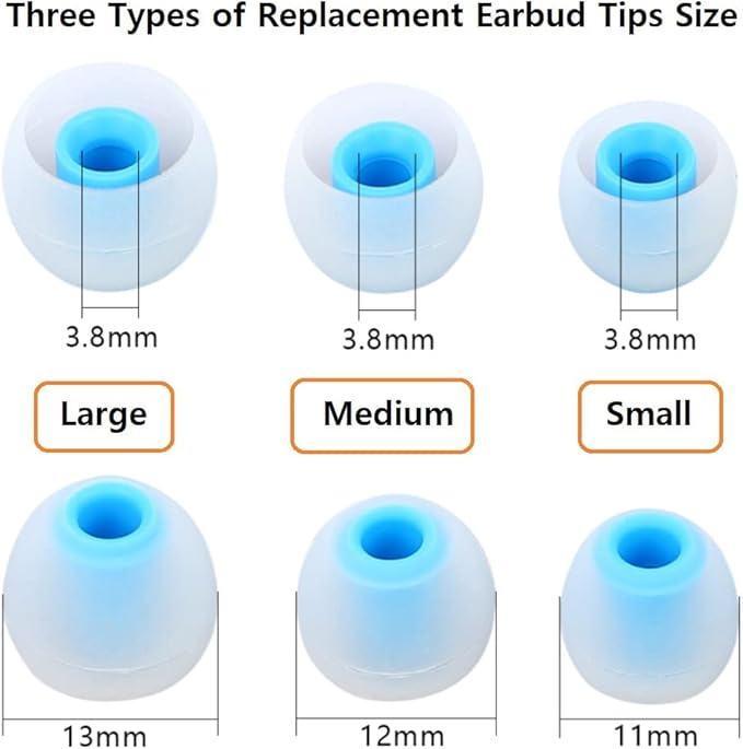CYADCI 9 Pairs Earbuds Replacement Tips SML, Soft Comfortable Silicone Earbud Tips Fit Most Inner Hole 3.8mm -5.1mm Headphones