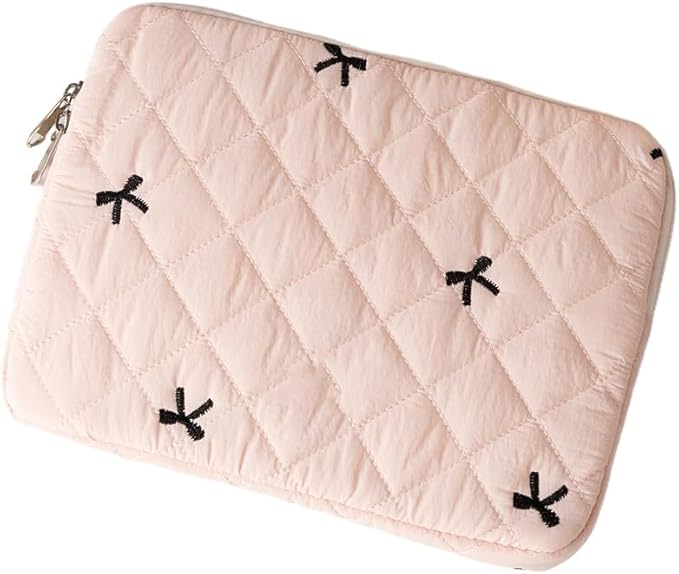 Attria Cute Bow Graphic Carrying Laptop Bag Y2K Preppy Laptop Sleeve Case Bag Kawaii Pad Computer Protect Case Pouch (13-14 inch,Pink)